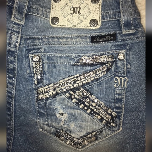 Miss Me Distressed Jean Shorts | Size 28 |  Bling - Picture 3 of 8